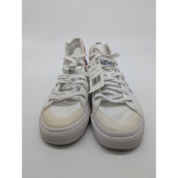 Adidas Nizza High Top Sneakers White Multi Color Logo Patch Canvas Mens Size 8.5 - Picture 2 of 10